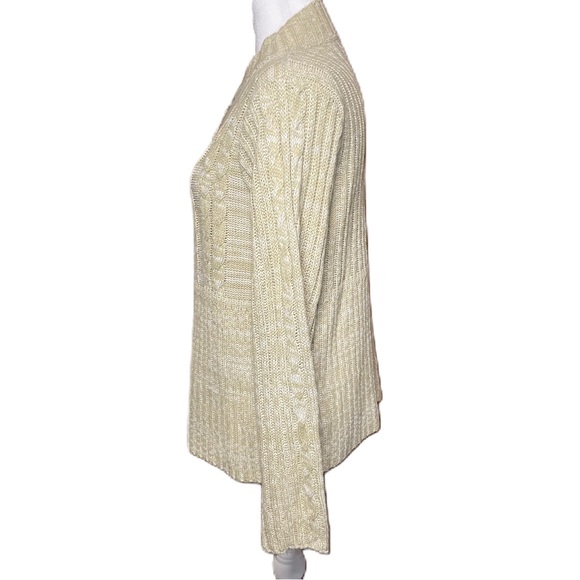 Christopher & Banks Women’s Tan Cable Knit Button Front Cardigan Sweater Large - Picture 3 of 10